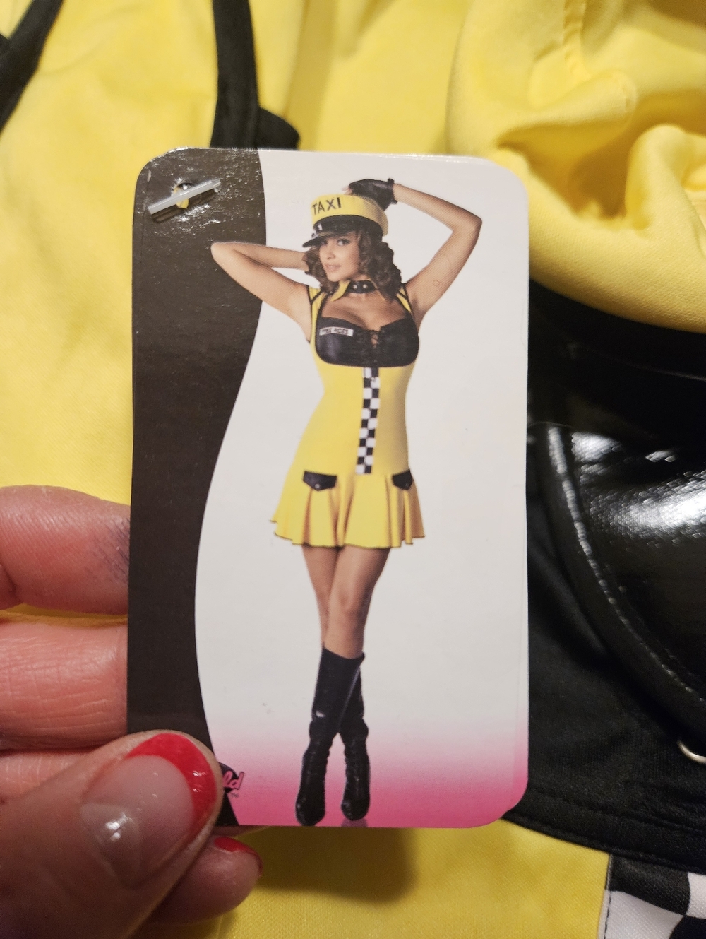 Med/ Lrg Yellow Taxi Costume Dress with Black Accents - Picture 2 of 3